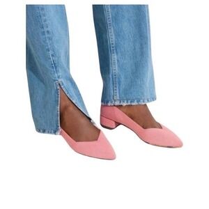 Rothys The Mary Jane Rose Pink Pointed Toe Block Heel Shoes W5.5 Tortoise Sole